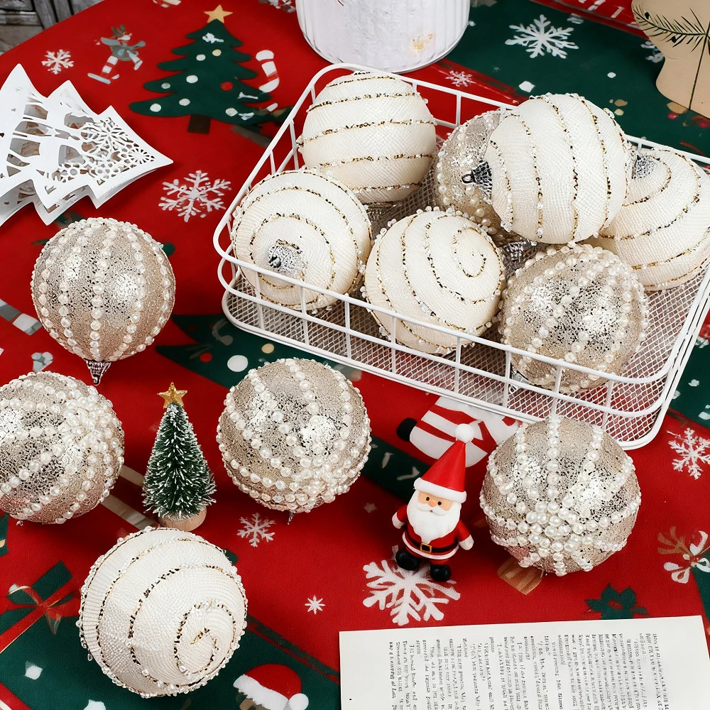 12PCS Glitter Christmas Ornaments Ball Set, Shatterproof Sequined Hanging Pendant Balls for Xmas Tree Home Party Festival Decor