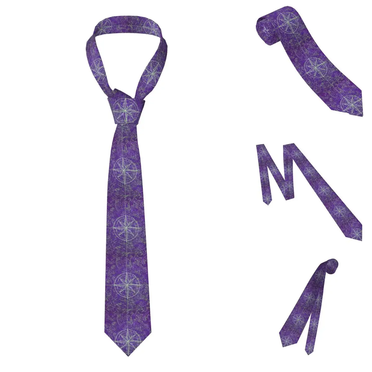 Zodiac Wheel Space Purple Necktie for Men Silk Polyester Slim Neck Ties Wedding Suits Tie Classic Gravatas