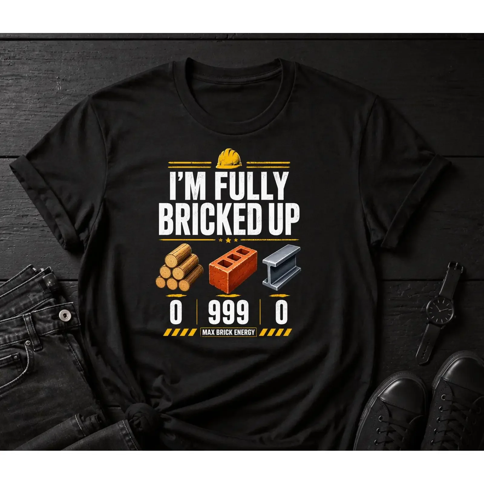 I'm Fully Bricked Up Funny T Shirt for Gamers vintage Washed Casual Breathable Unisex Top For Everyday Wear Versatile Stylish