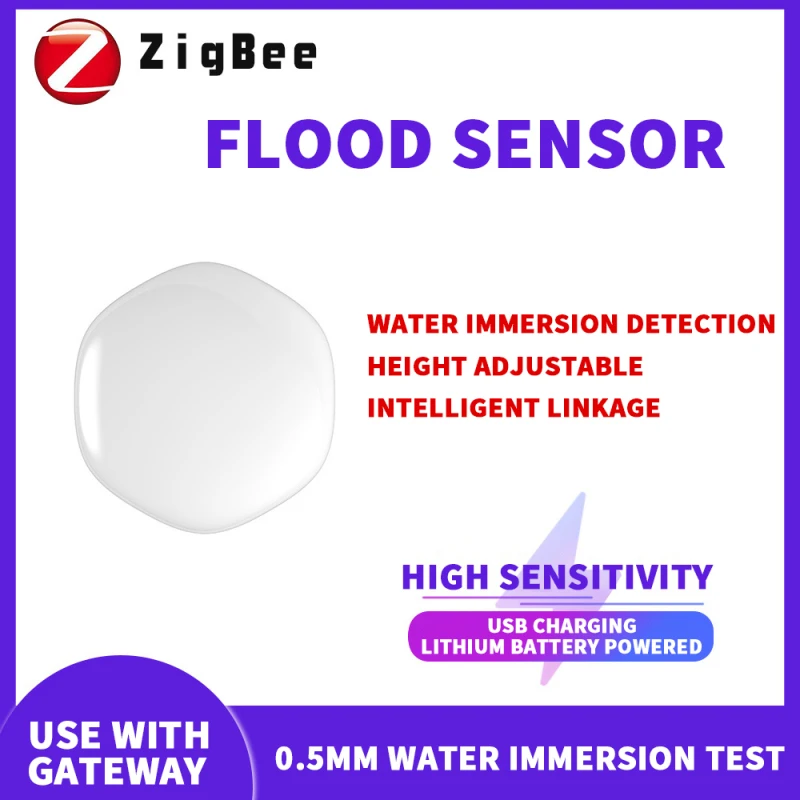 

ZigBee TUYA Water Leak Detector Sensor Water Water Linkage Alarm Smart Life APP Remote Monitoring Flood Alert Overflow Security