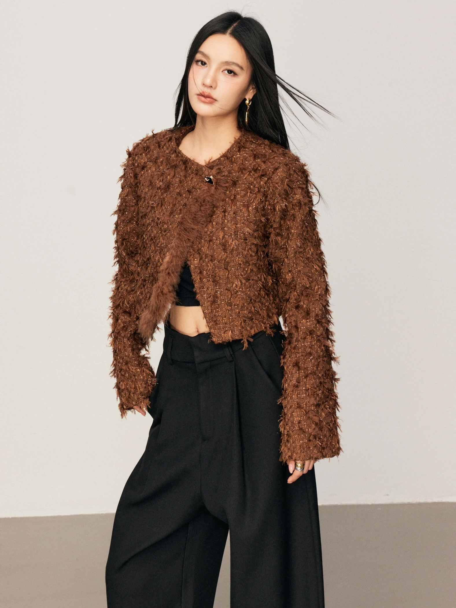 

Женская модная куртка Chill Zoe с отделкой из искусственного меха, из полиэфирного волокна, с длинными рукавами и круглым вырезом, для повседневной носки