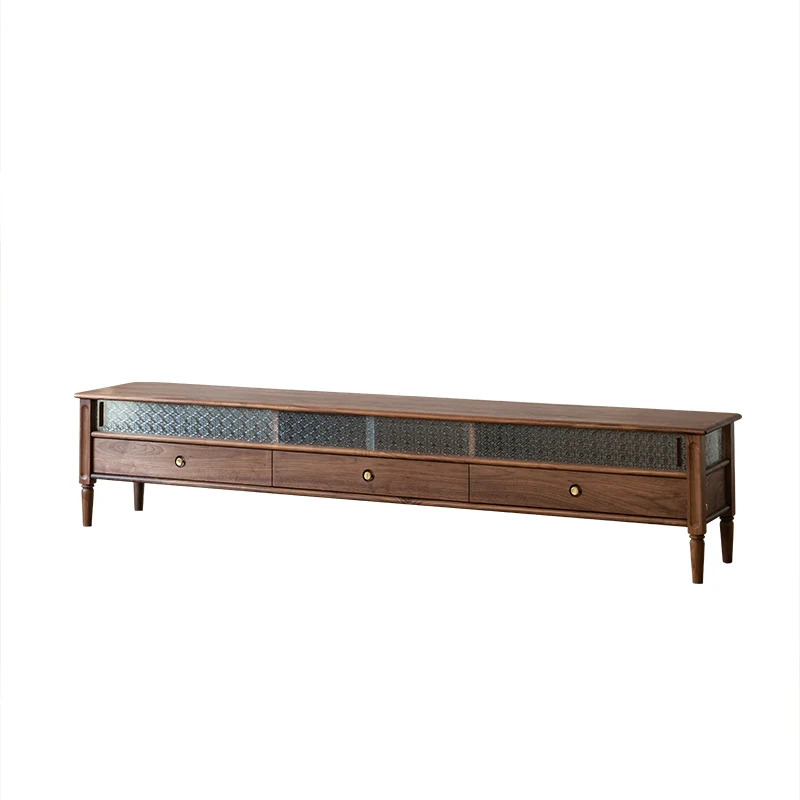 

All solid wood black walnut TV cabinet small apartment living room TV cabinet