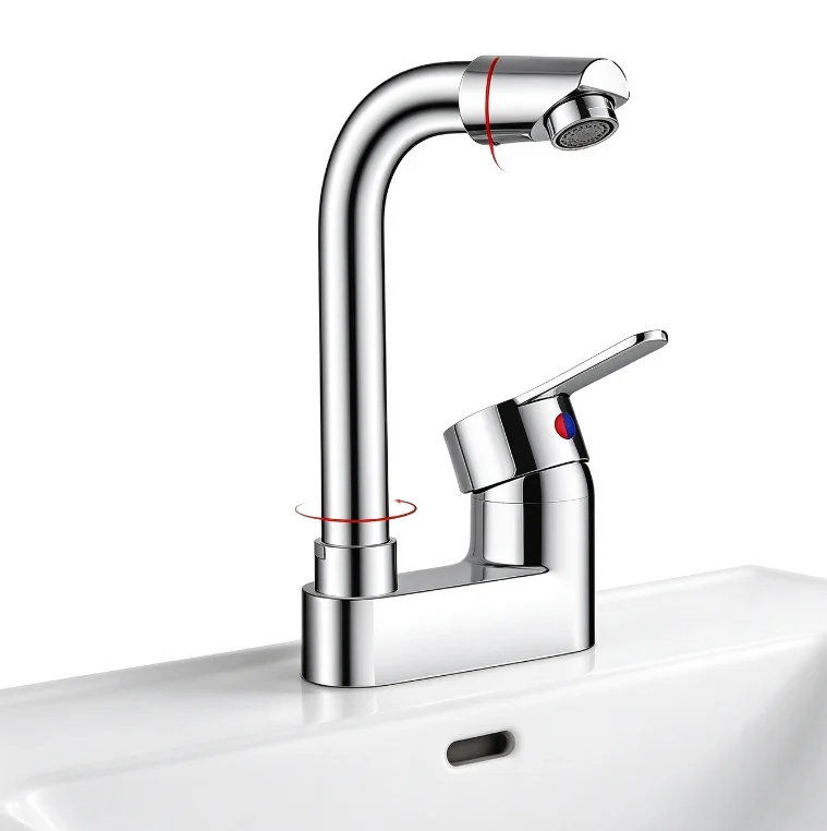 For Sink Faucet with Integrated Shower for Bathroom Basin Zinc Alloy Construction 360 Spout Rotation Dual Function Design