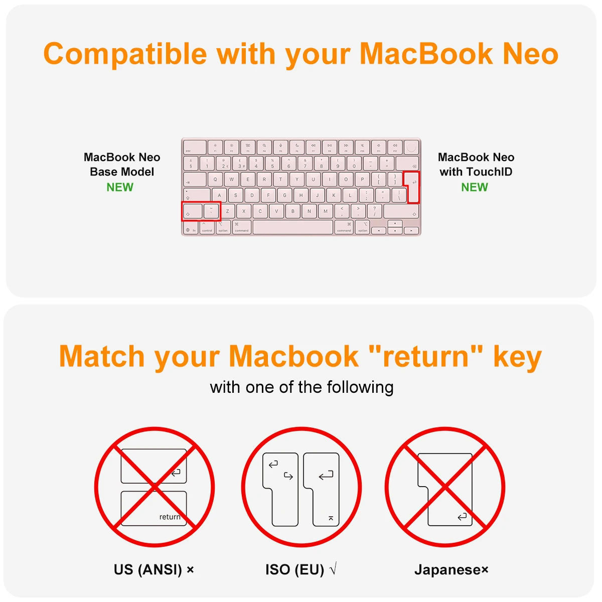Spanish Solid Colors Keyboard Cover for MacBook Neo 13 inch (A18) Pro 2026 Release Model A3404 512GB With Touch ID, EU Layout