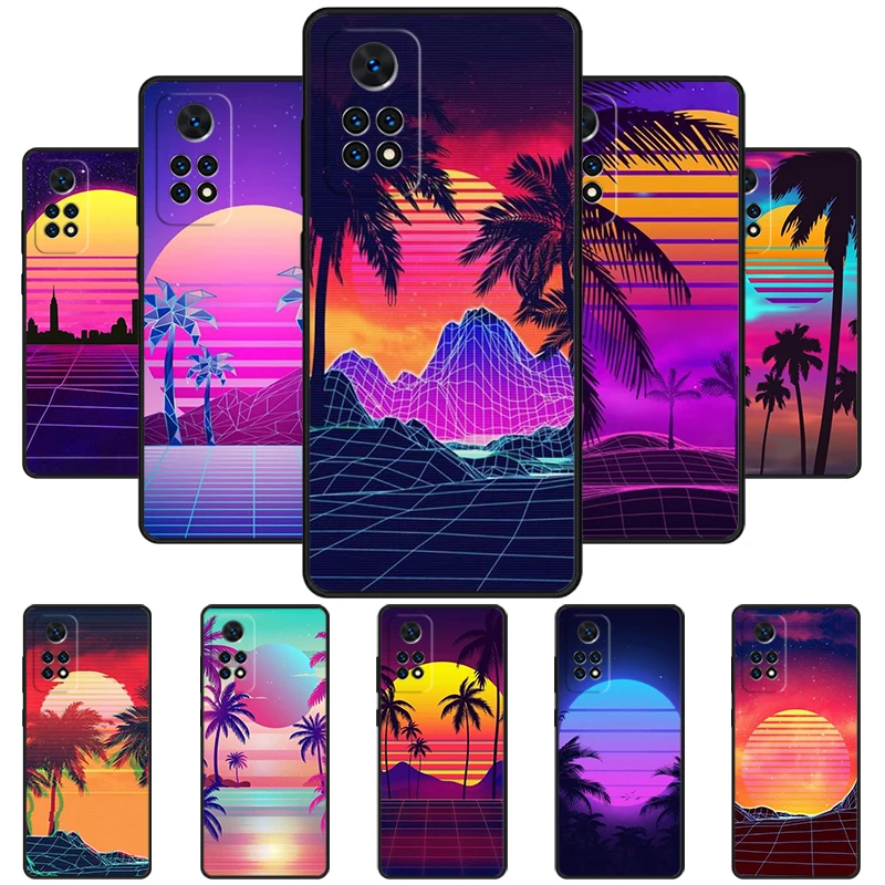 Hot Synthwave Retro 80s Neon Phone Case For Redmi Note 11 EPro 11S 10T 9S Promax 8 Pro Xiaomi Mi 11 12X 12S Ultra Cover