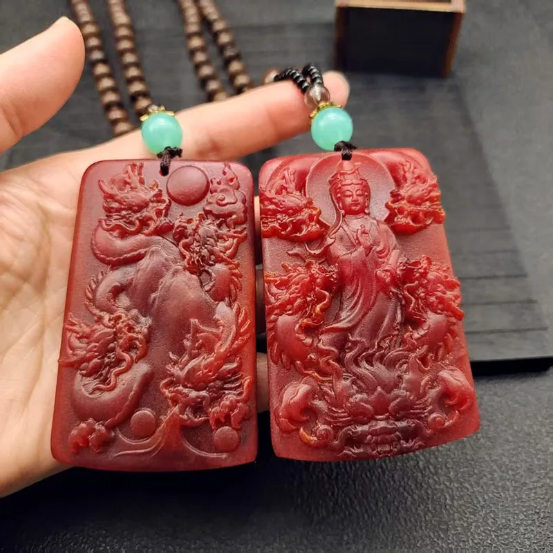 Cz gray amber landscape brand guan gong pendant resin dragon and phoenix brand god of wealth safe buckle pendant