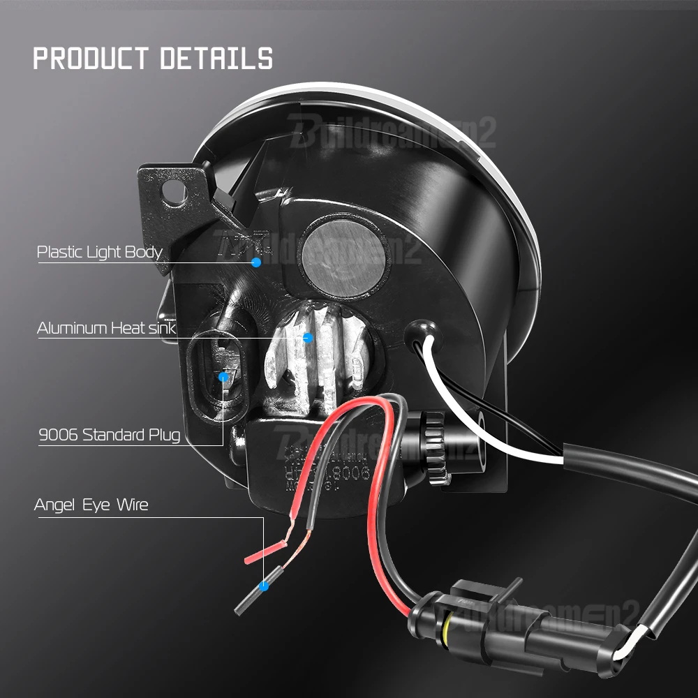 2 X 30W 8000LM Car Angel Eye Fog Light Assembly For Volkswagen VW Golf Mk6 2009-2013 LED Fog DRL Daytime Running Lamp 9006 12V image 3