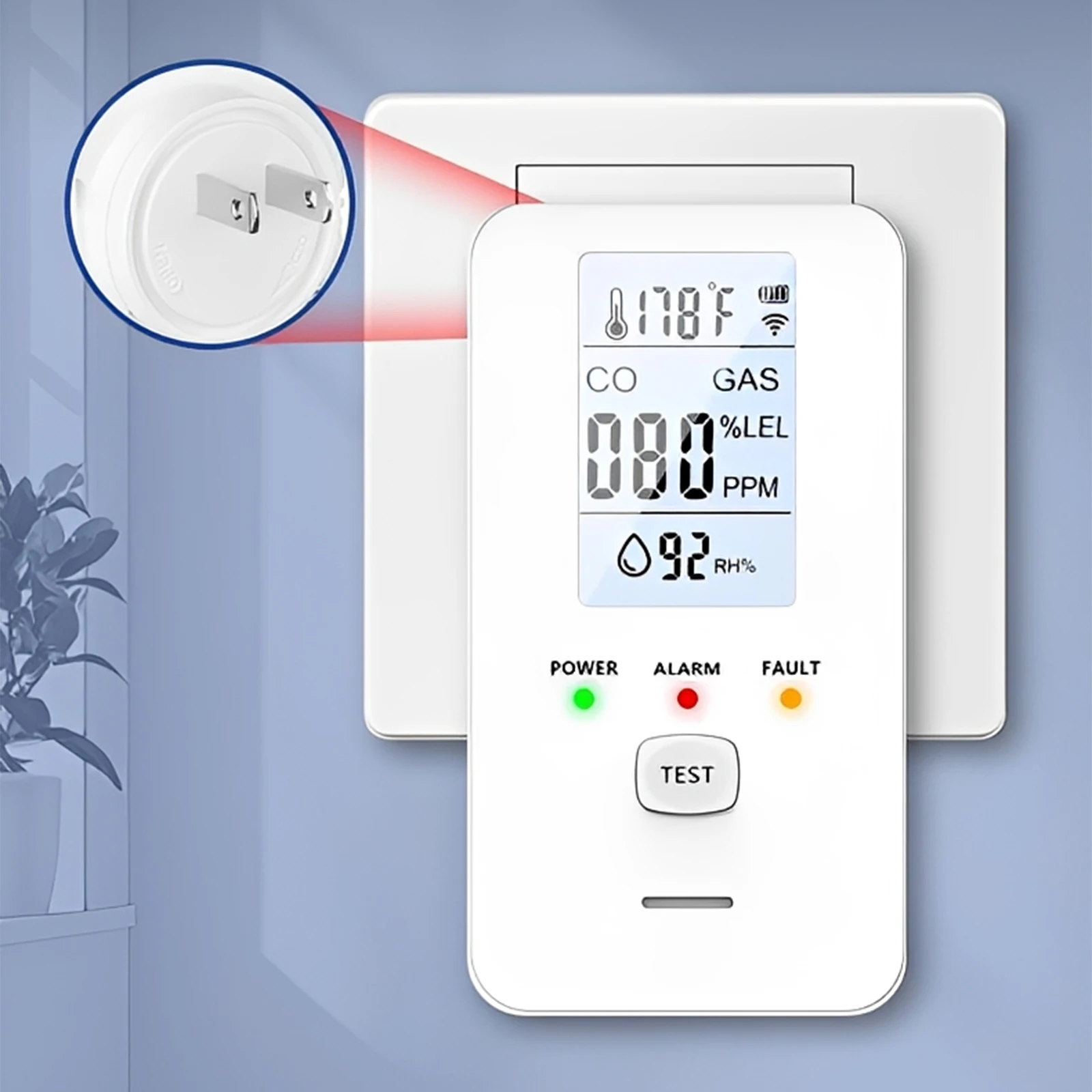 

4-in-1 Gas & Carbon Monoxide Detector Fast Response Natural Gas Detector Alarm UL CE Certified for Home RV Apartment
