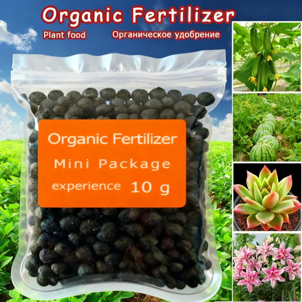 Mini paquete de fertilizante orgánico de 10 g, verde, de uso general, seguro y libre de contaminación, alimento para plantas de flores para jardín y bonsái