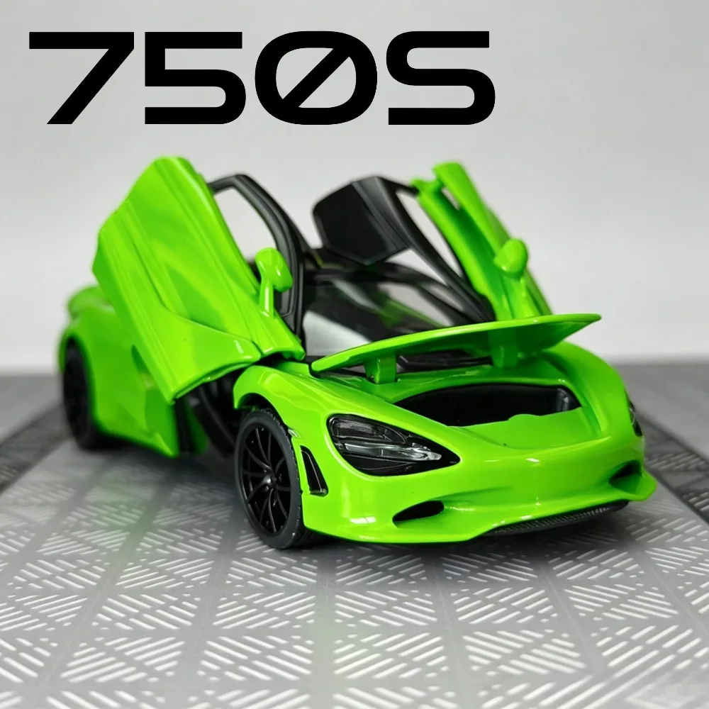 

1:32 750S Car Model Toy Adjustable Rear Spoiler Alloy Body Strong Durable Supercar Doors Opened Display Models Fine Collectibles