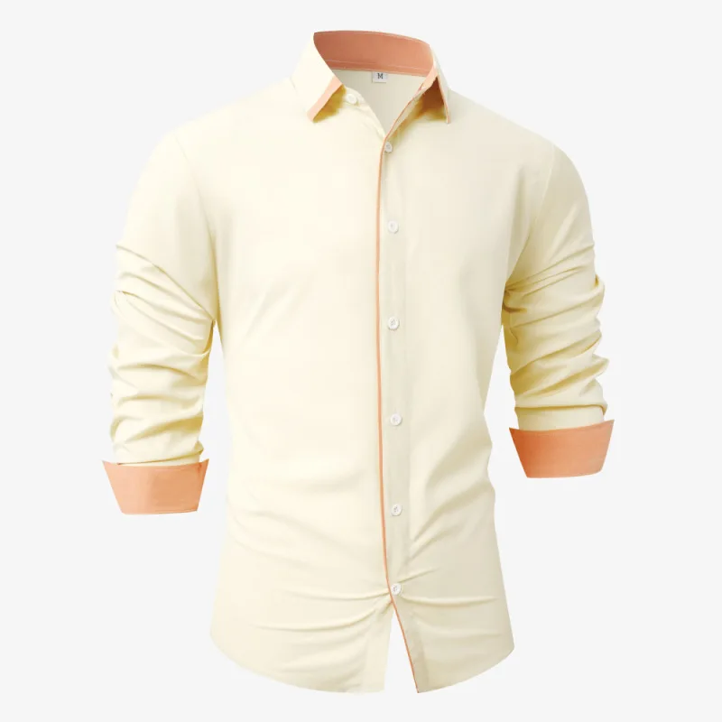 Camisa polo de manga comprida masculina, cor sólida, moda casual, novo, outono