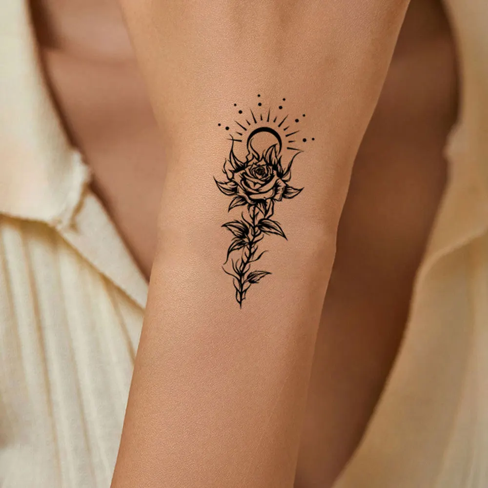 30pcs Black Small Temporary Tattoo Stickers for Men Women Waterproof Butterfly Flower Moon Fake Tattoo Stickers for Hand Body view 4