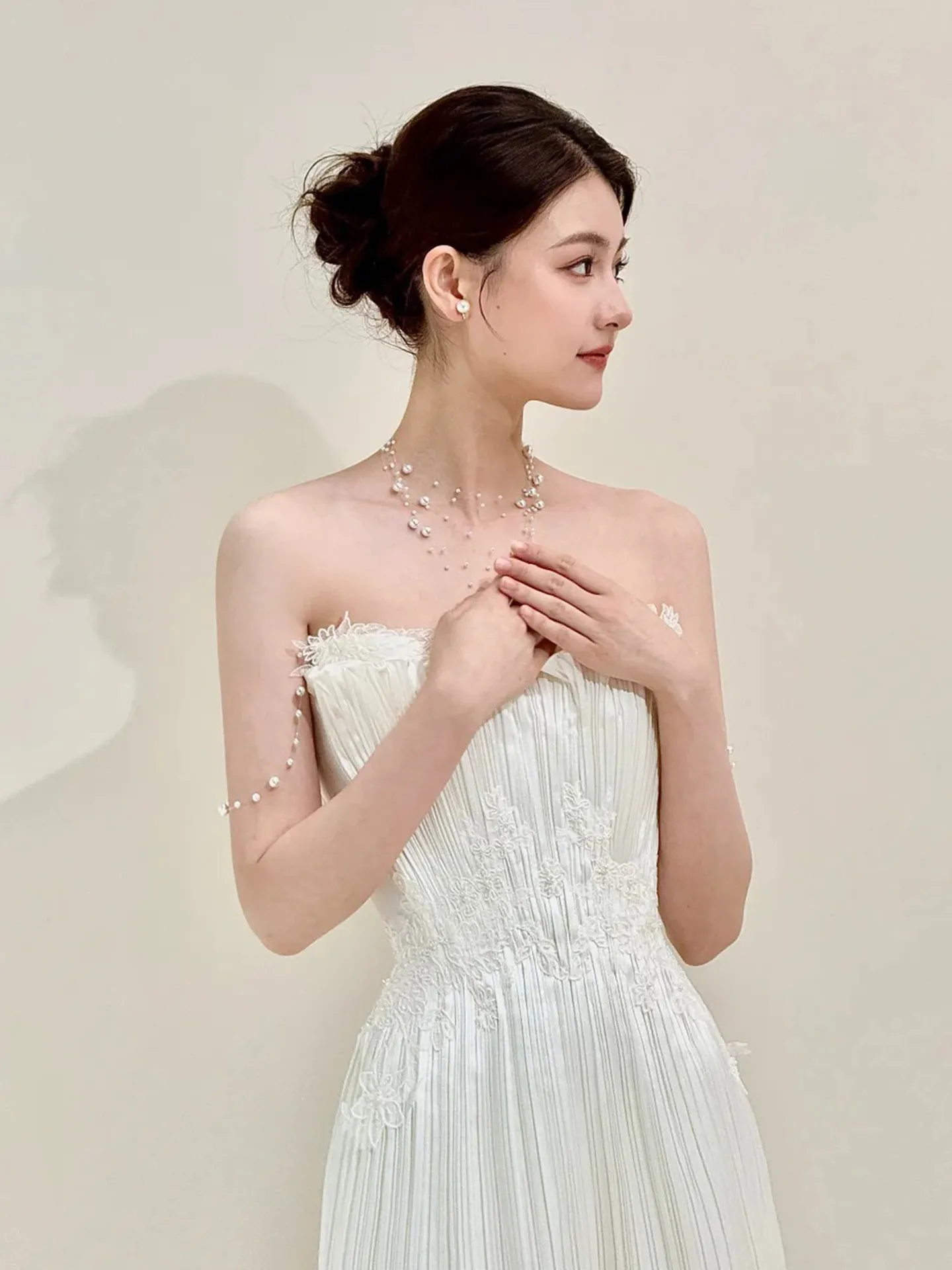 Fancy Ivory Wedding Dres Strapless Nice Beading Bridal Gowns Lace-up Back Accept Custom Made