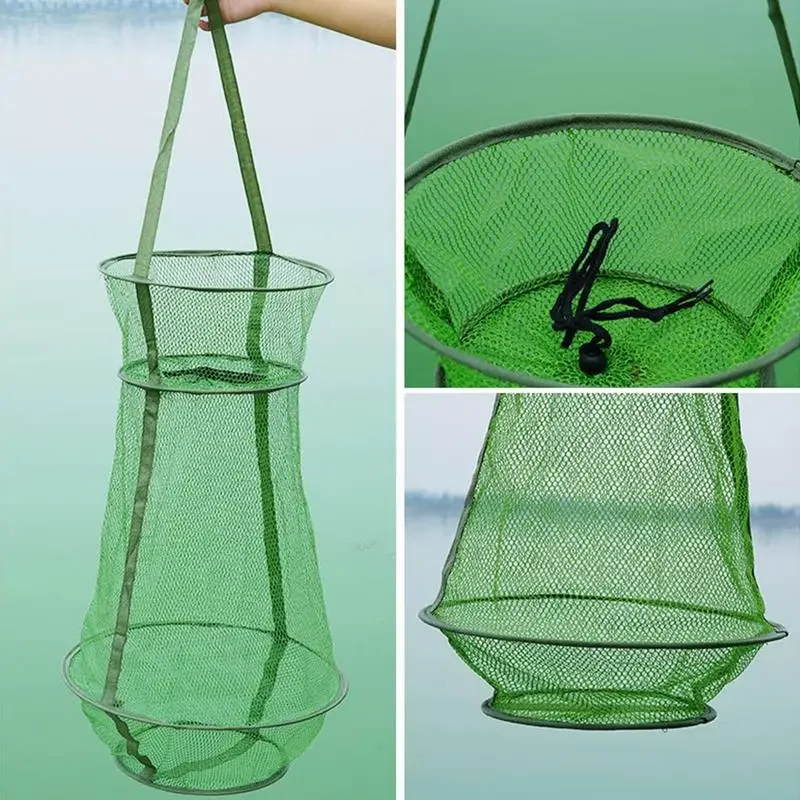 Rede De Pesca Dobrável Com Drawstring Abertura Design, Armadilha Fish Basket Gaiola Para Viver Cage Trap Fish Basket Fishing Net