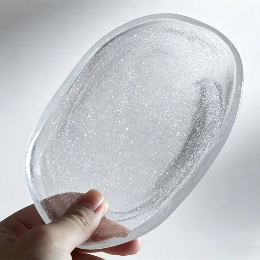 Multipurpose Oval Shape Glass Dessert Dish Heat-resistant Transparent Snack Fruit Dish Exquisite Spit Bone Plate Dessert Serving