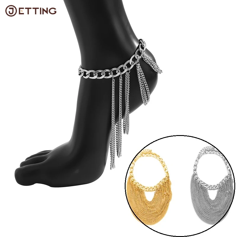 Hip Hop Anklet Shoe Chain Multilayer High Heel Shoe Tassel Chain Foot Ankle Bracelet Crystal Pearl Beach Barefoot Sandal Jewelry