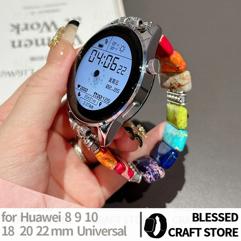 Natural Stone Metal Strap for Huawei Watch GT6 GT5 4 3 Pro Bohemian Elastic Bracelet for Samsung Galaxy 40 44 Classic 18 20 22MM