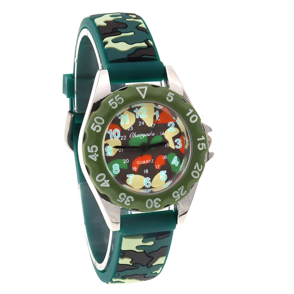 lichtgevende wijzers jongens meisjes mode camouflage siliconen band quartz horloges kinderen kinderen studenten digitale coole waterdichte klokken