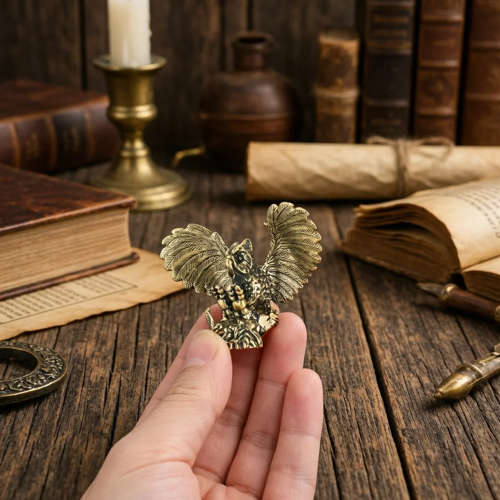 1/2 pieces of figurine ornaments, exquisite animal ornaments, sturdy brass owl statue