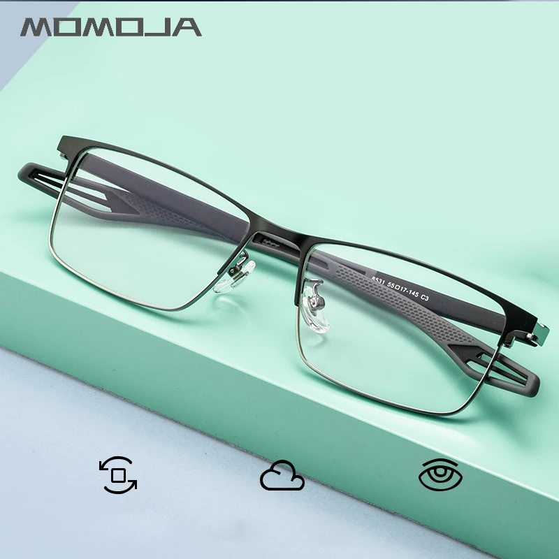 MOMOJA Fashion Retro Spectacle Comfortable Sports Ultra Light Alloy Eyewear Square Optical Prescription Glasses Frame Men Y8531D