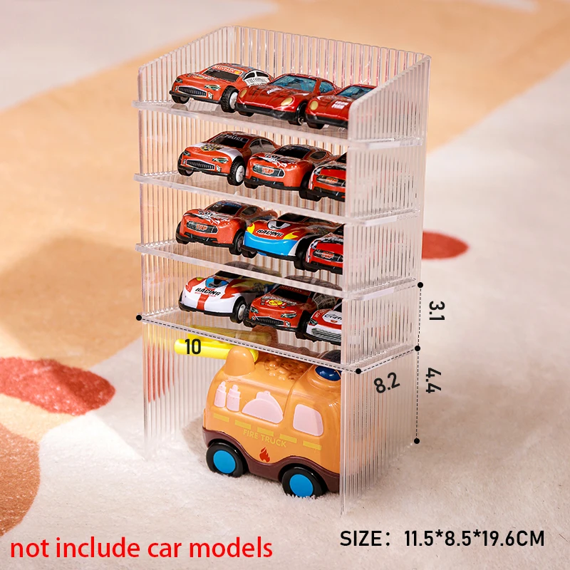 Vitrine Acrylique 8 Compartiments Pour Voitures Miniatures – 19,5x4,4x17 Cm, Empilable, Porte Anti-poussière