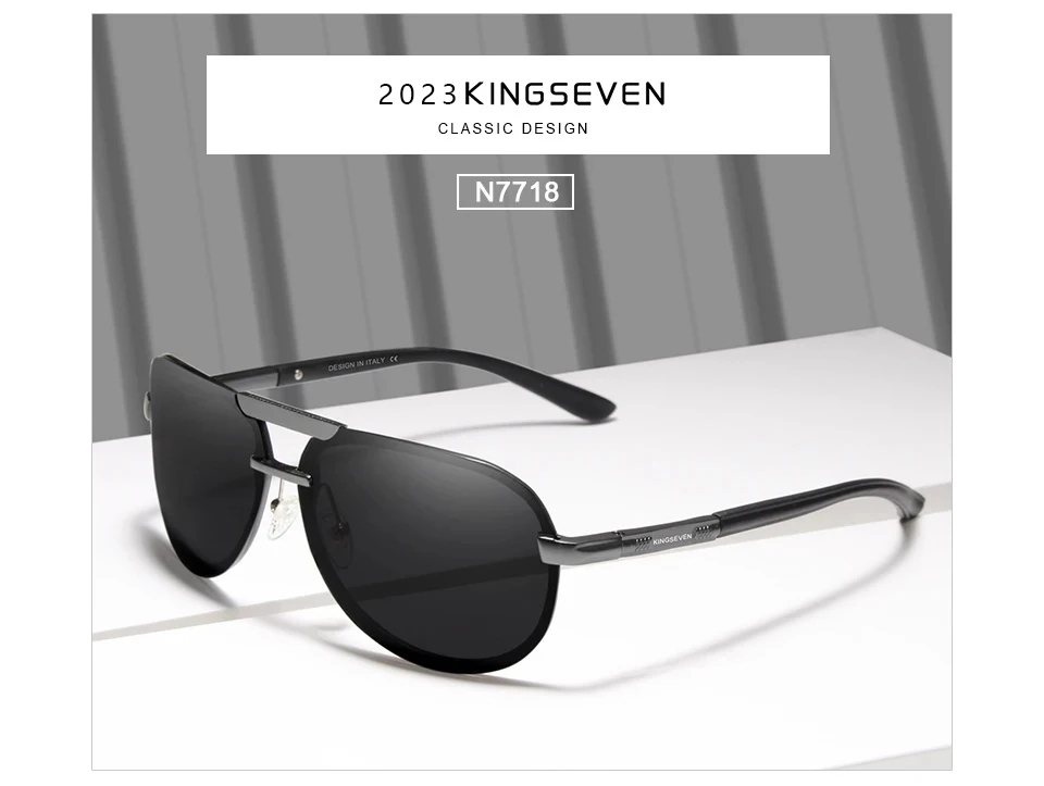 KINGSEVEN BRAND DESIGN Neue Polarisierte Randlose Sonnenbrille für Männer und Frauen, Pilotenrahmen, Sonnenbrille, Herren-Schutzbrille, UV400 Gafas De Sol – Detail 1