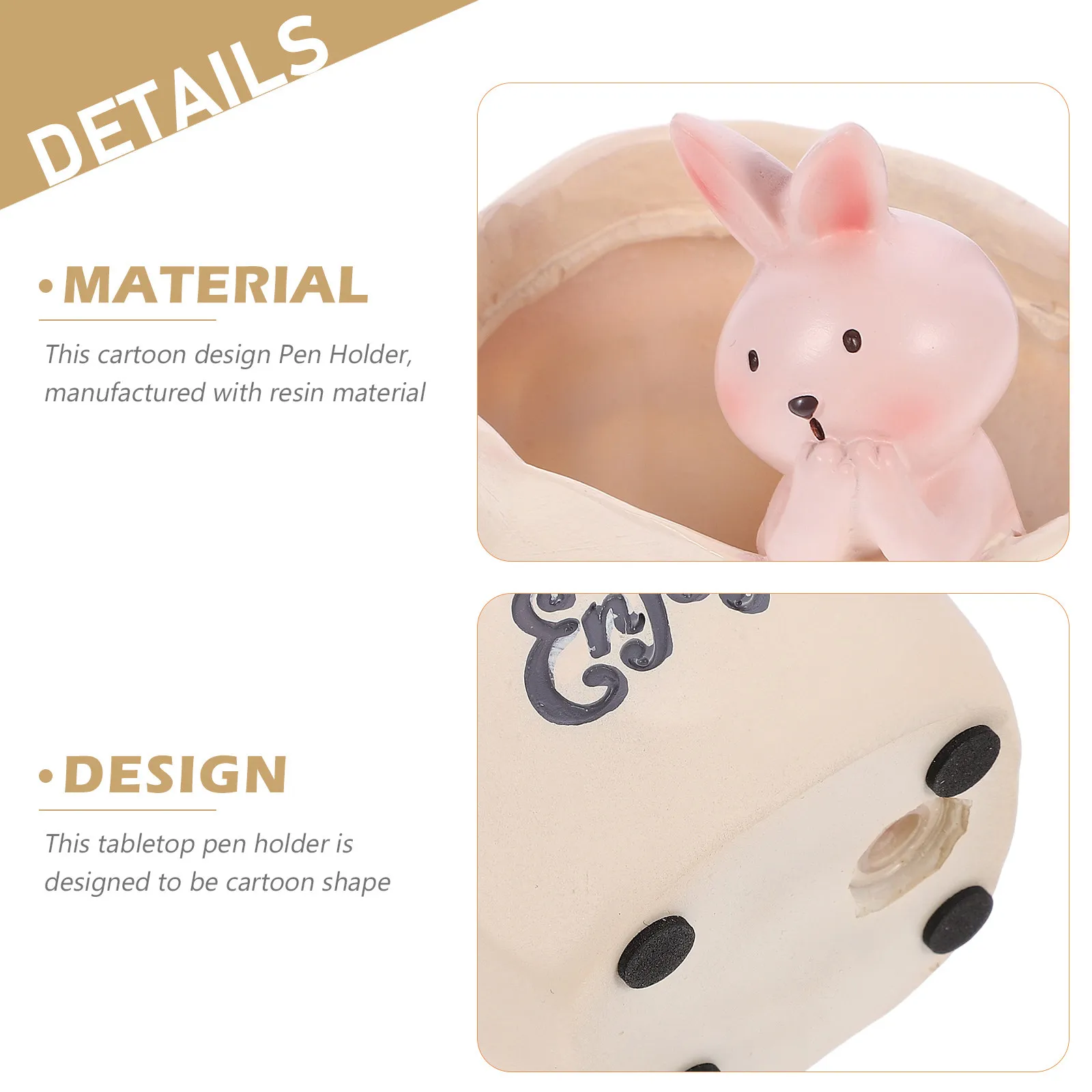 Resin Cartoon Shaped Pen Container Bucket Multi-Function Desk Organizer for Home Office School Cute Decorative Stationery Holder