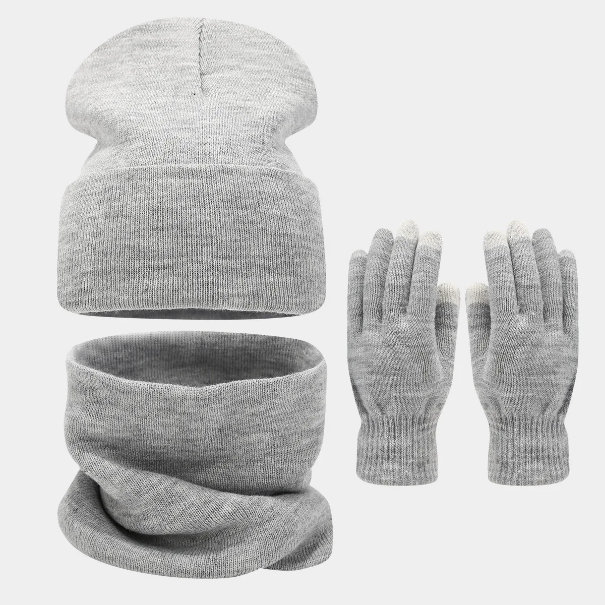 Winter hat Scarf Gloves Set Knitted Hat Outdoor Women Warm 3pcs/set Stretchy Crimping Beanies Solid Color Men Skullies Ski Cap