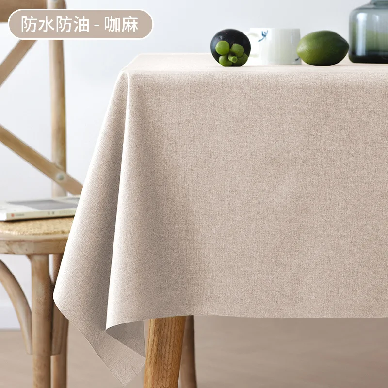 

Fabric Cotton and Linen Tablecloth Waterproof and Oil-proof Solid-colored Rectangular Solid Tablecloth Perfect for Home Party