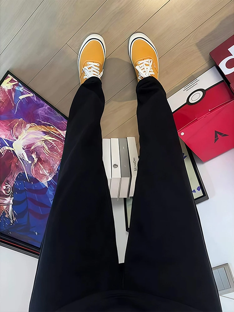 

Черные мужские джинсы Slim Fit с эффектом удлинения ног, высокой эластичностью, зауженным кроем, повседневные, с высокой талией