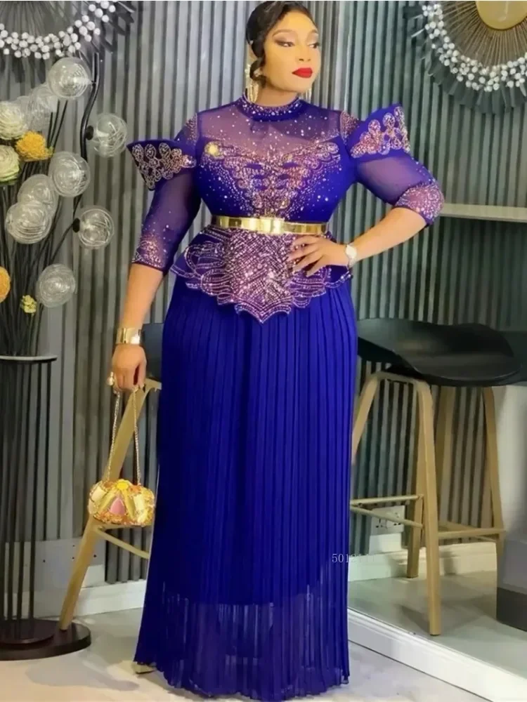 

2026 Элегантное африканское платье макси больших размеров BouBou с блестками, свадебное вечернее платье для женщин, модное вечернее платье в Дубае