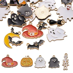 5/10/20pcs Enamel Halloween Charms Pumpkin Moon Bat Mixed Pendants for DIY Necklaces Earrings Jewelry Making Accessory Materials
