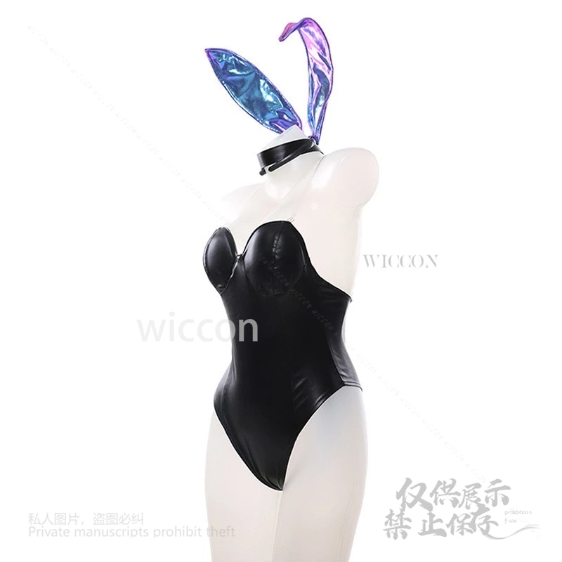 재고 있음 게임 KDA Evelynn Seraphine 코스프레 드레스 의상 토끼 소녀 섹시한 여자 점프 슈트 가발 여성 파티 할로윈 의상