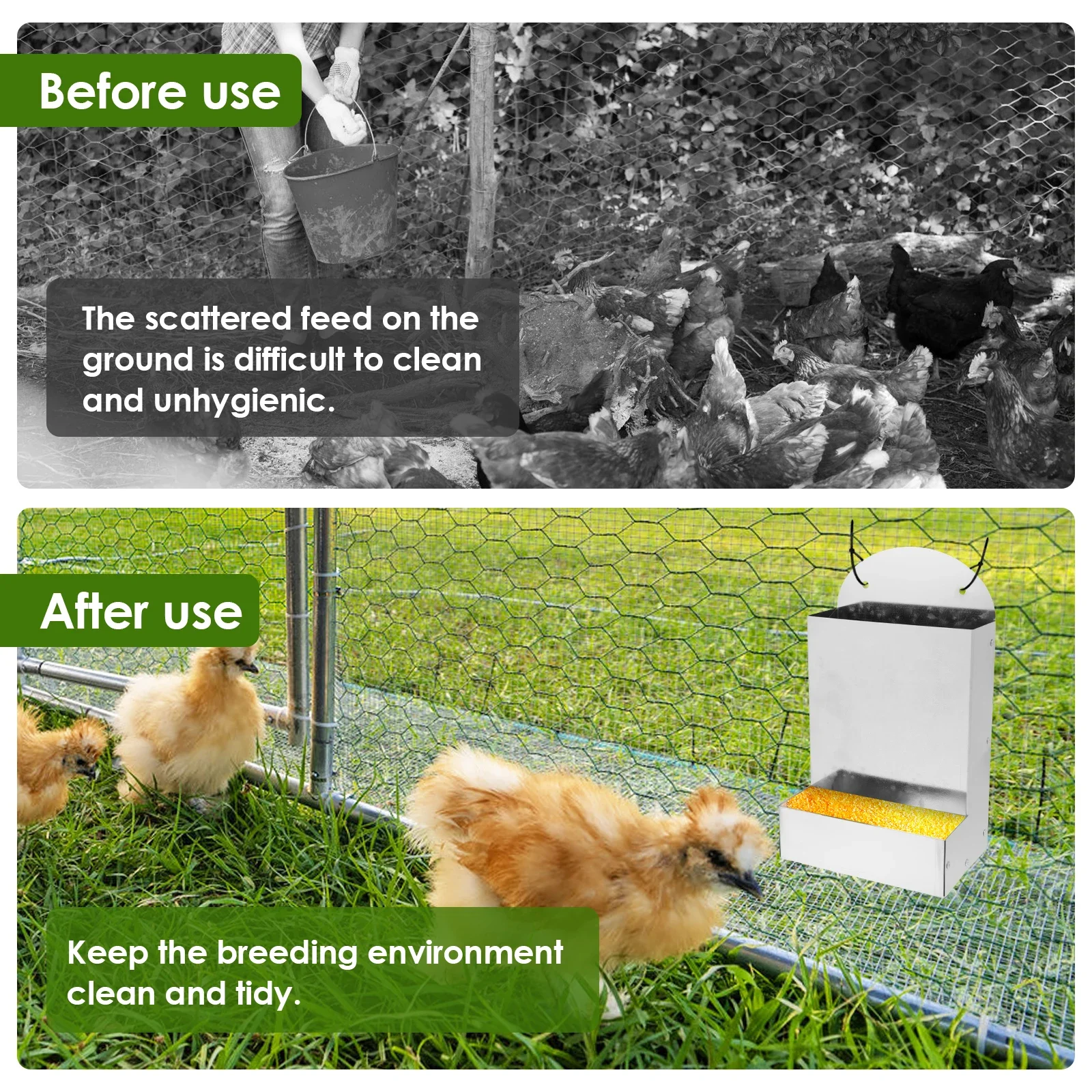 الدجاج المحار شل المغذية المعدنية حصى الدجاج و المحار قذيفة المغذية معلقة مزرعة حصى موزع تغذية الدواجن الملحقات #5