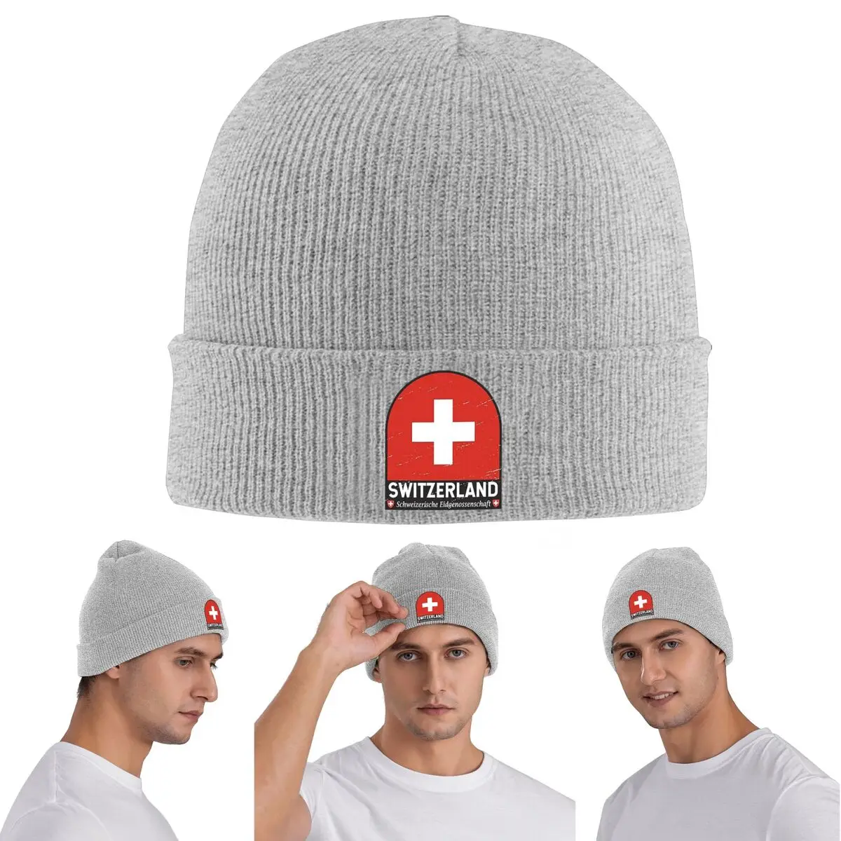 

Герб Швейцарии, флаг, теплая вязаная шапка, зимняя вязаная шапка, шапка Skullies, шапки в стиле хип-хоп для унисекс