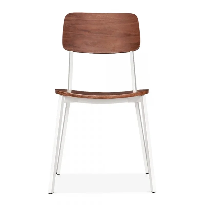 

For High Quality Modern Black Metal Frame Dining Chair Wooden Seat Steel Stackable Restaurant furniture Chairs