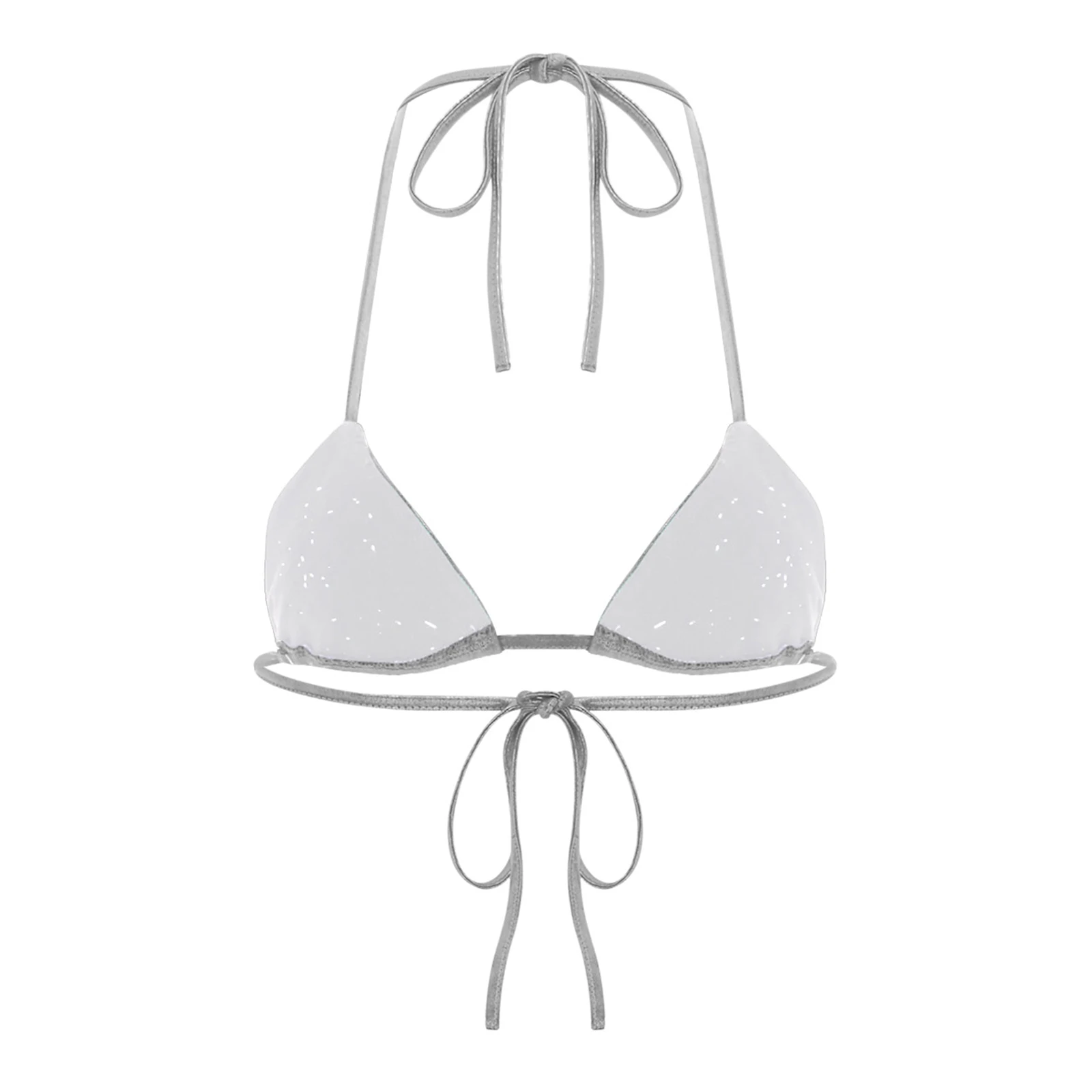 

Женский бюстгальтер-бикини с блестящими стразами, топы с лямкой на шее, завязка на шее, блестящий треугольный бюстгальтер, топ, очаровательный купальник, бюстгальтеры для вечеринок у бассейна