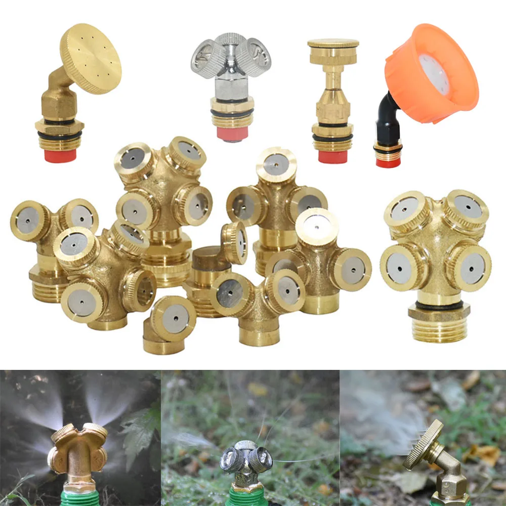 Farm Garden Copper Sprayer Nozzle 1/2/3/4 Nozzle Head Agriculture Greenhouse Pesticide Mist Spraying Sprinkler 1/4 1/2