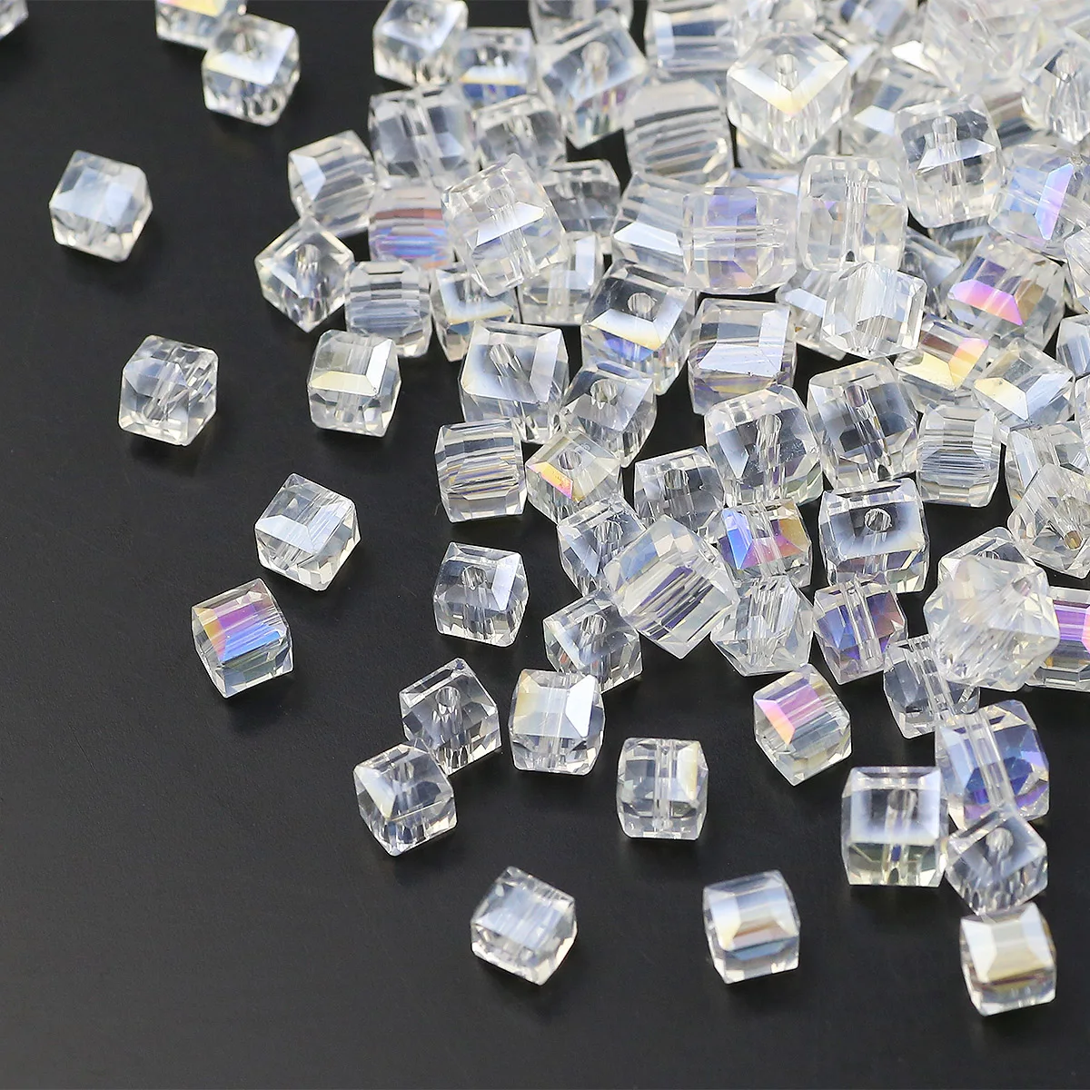 2-7mm Transparent White AB Faceted Austrian Crystal Glass Square Loose Spacer Beads For Jewelry Making DIY Bracelets Necklaces