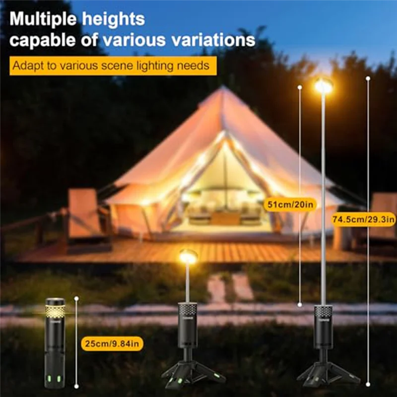 

MCGS-Camping Light Rechargeable, Detachable Lantern With Stand Waterproof Telescopic LED Tent Flashlight For Emergency Lights
