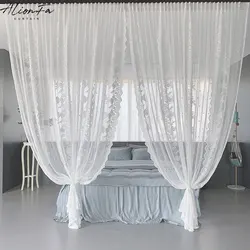 Rideaux en Tulle en dentelle florale blanche coréenne, Voile pur pour salon, chambre à coucher, pour cuisine, Store, décor de café de mariage