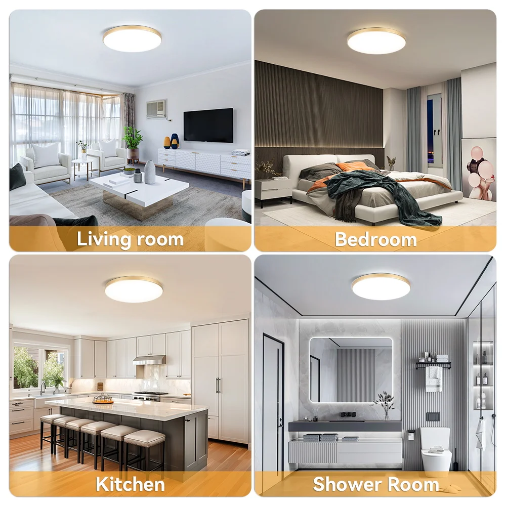 220V LED-Deckenleuchten mit 3 Farbwechsel-Optionen, Schlafzimmerlampe, LED-Innenbeleuchtung für Zuhause, Badezimmer, staubdichte LED-Deckenlampe – Detail 10