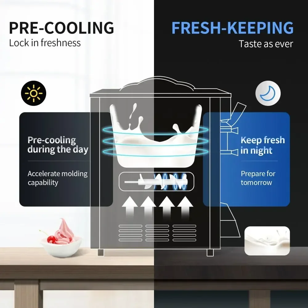 VEVOR 事前冷却商業アイスクリームメーカー A126 アイスクリームマシンソフトクリームマシンポータブル大容量アイスクリームマシン