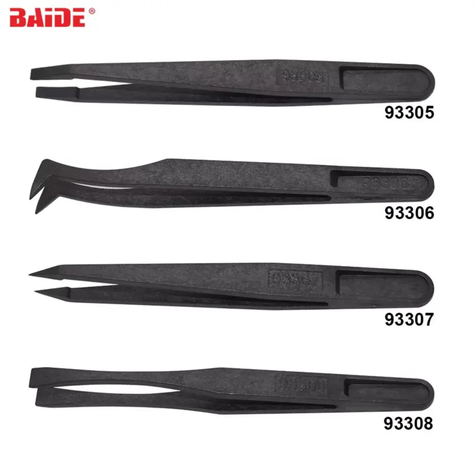 

Wholesale Black Plastic Tweezers 93301 ESD Anti Static Tweezers For Phone Electronic DIY Repair Factory Price 3000pcs/lot