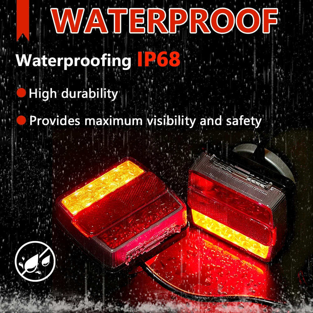 

1 Set 12V Universal Rear Towing Tail Light LED Trailer License Number Plate Reflector Brake Lamp Turn Signal Light Accessories
