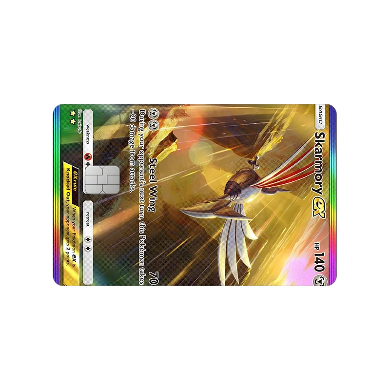 PTCG Dragonite Credit Card Sticker Mew GX Mega Lopunny Eevee Espeon Cards Skin Decoration Gengar Decals Id Documents Patch Gift view 2