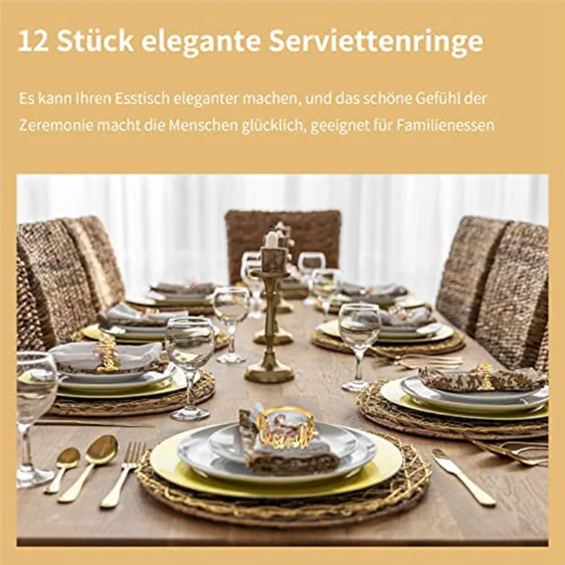 حلقات منديل A45I، حلقات منديل رمضان، أبازيم منديل معدنية لتزيين الطاولة الذهبية لحفلات الزفاف الإسلامية الإسلامية