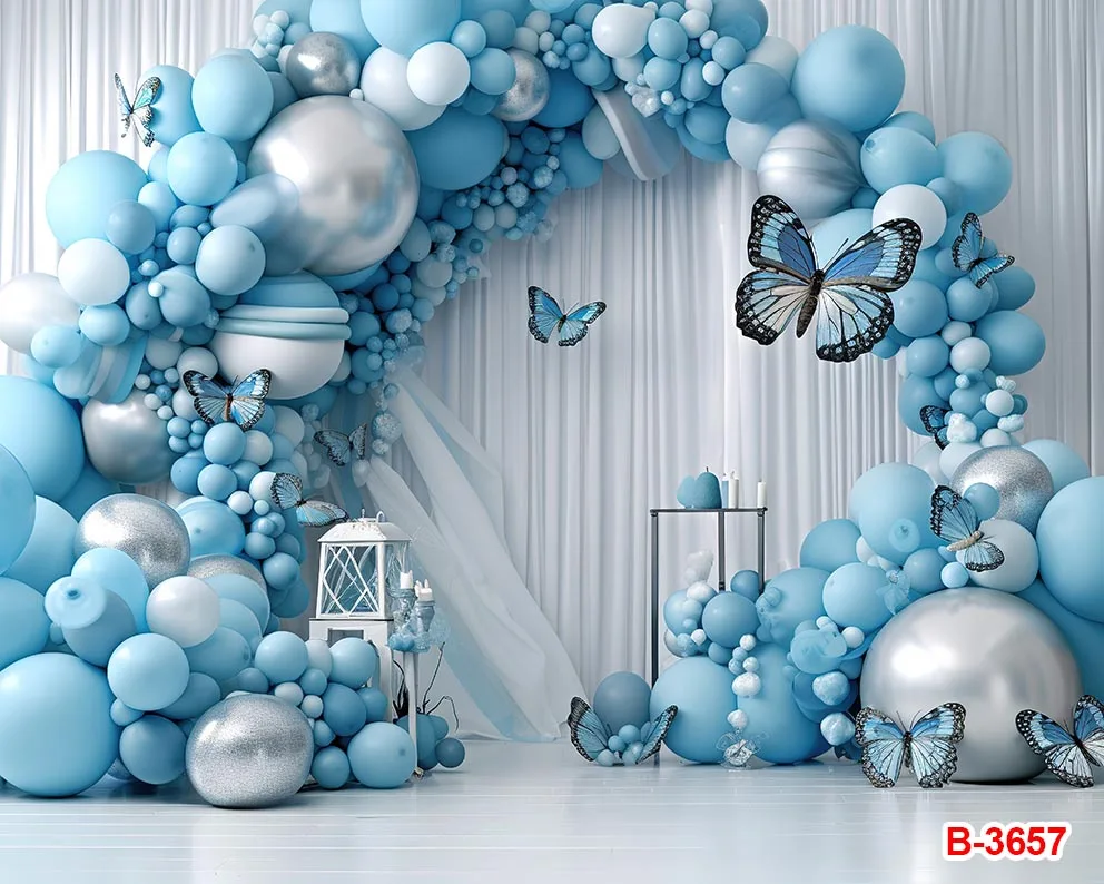 Синие детские фоны с воздушными шарами и футбольным мячом фотографический торт разбивать День Рождения Декор фотозон фоны Баннер Звезды реквизит для новорожденных