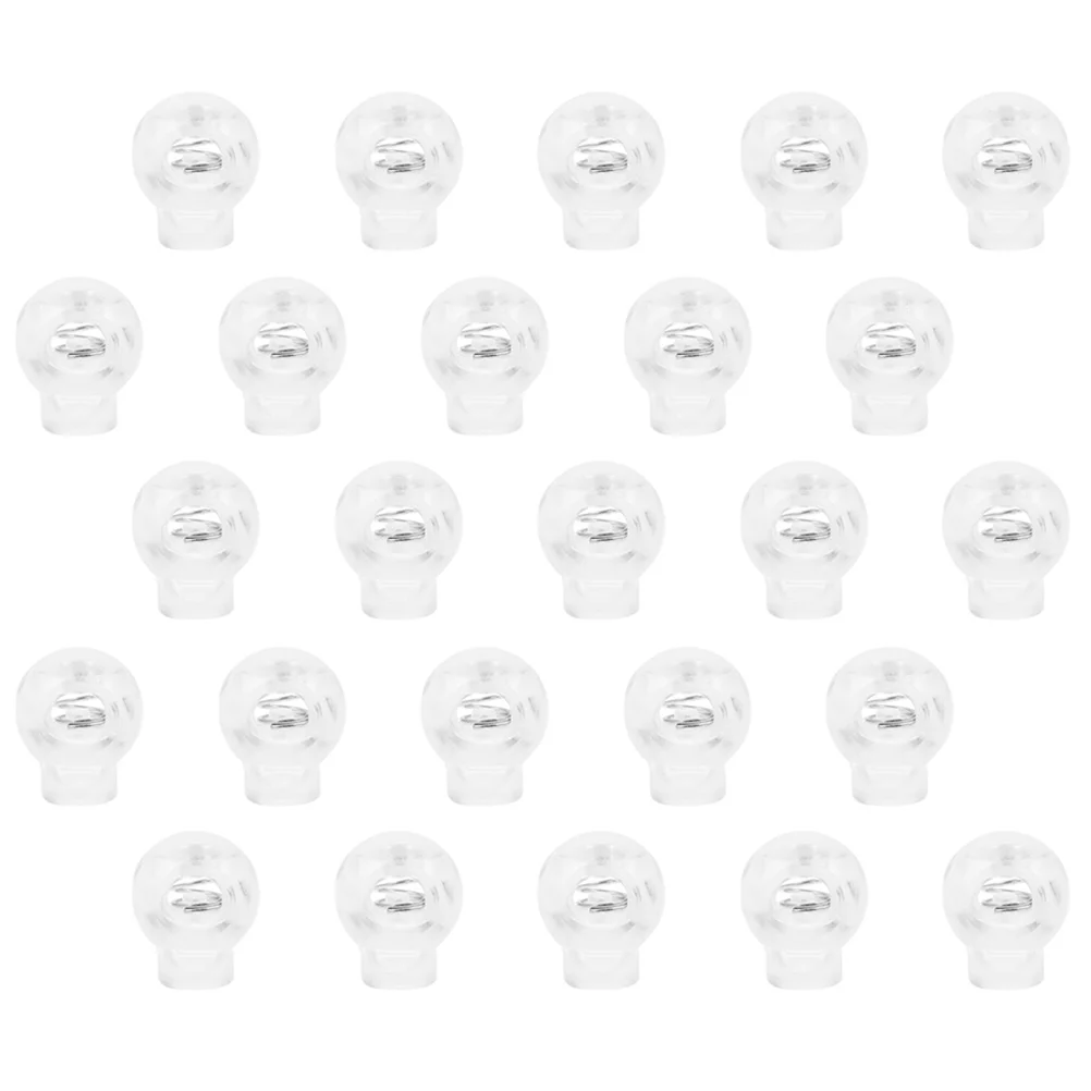 

25Pcs Spring Cord Locks Transparent Plastic Cord Locks for Drawstrings Adjustable Fastener Slider Toggles Durable Replacement