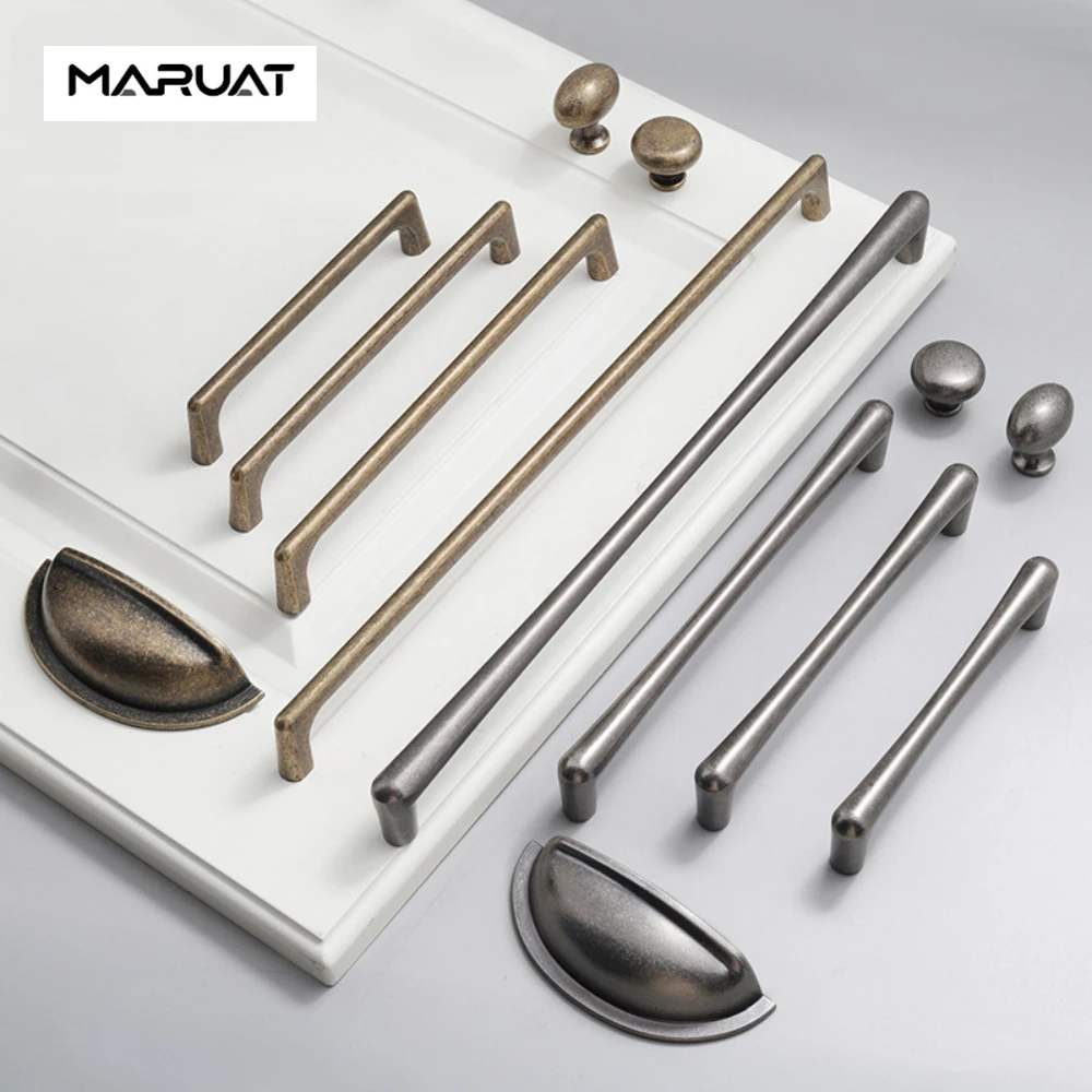 Vintage Aluminum Cabinet Handle Cupboard Door Knob and Handle Kitchen Drawer Pulls Wardrobe Door Handles for Furniture Hardware